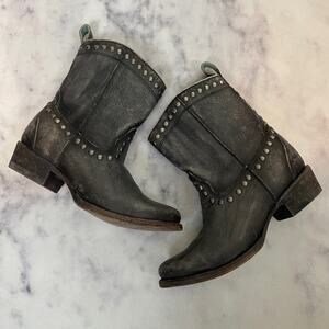 Corral Studded Western Leather Boots Distressed Short Cowboy Booties Sz 7